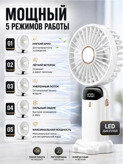 Портативный мини вентилятор с увлажнителем и подставкой для телефона, USB — GIFTYOU-MINALL-БЕЖМЕЛ