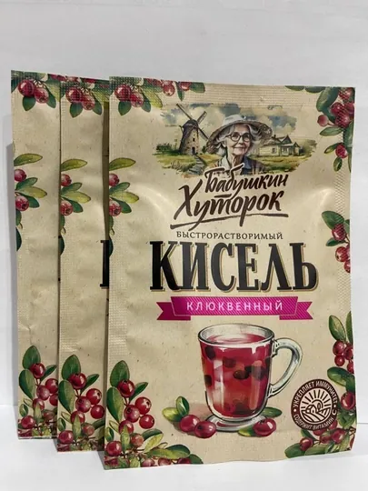 Кисель порошок Бабушкин Хуторок, клюква саше, 30 г