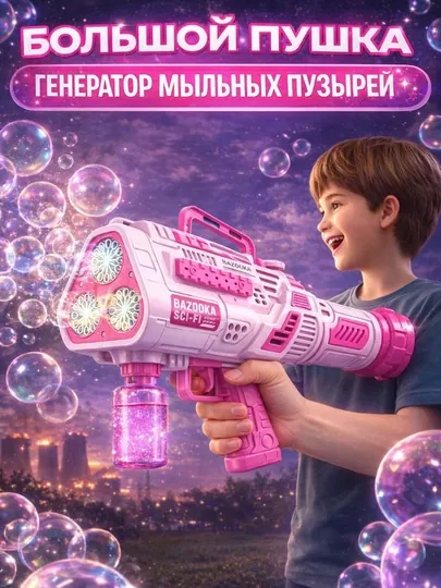 Детский Bubble Gun – автоматический пистолет мыльных пузырей с подсветкой мыльные пузыри