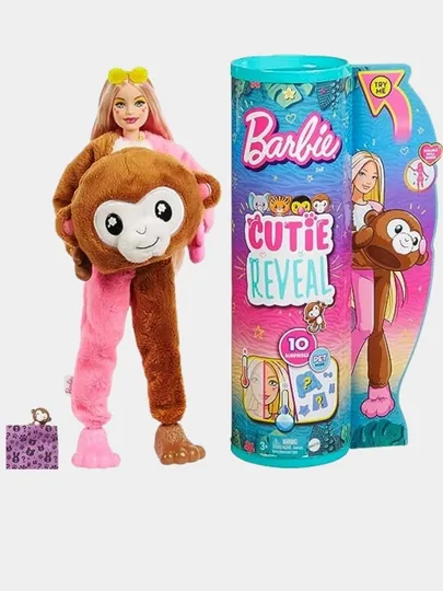 Кукла-сюрприз Barbie Cutie Reveal Fashion Doll, Jungle Series Monkey Plush Costume