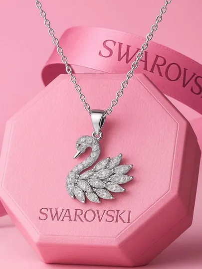 Изящная цепочка с кулоном лебедь в стиле Swarovski для женщин