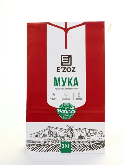 Пшеничная мука Эъзоз 3 кг— первый сорт, для повседневной выпечки