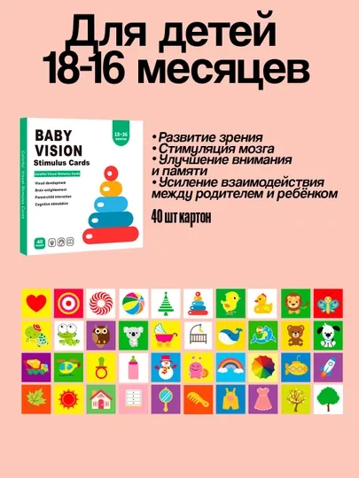 Набор развивающих визуальных карточек для детей 0-36 месяцев — BIZI-BABYVIS-ЛАЙМ
