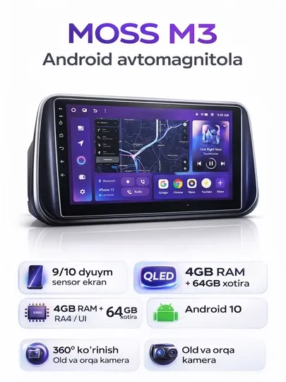 Автомагнитола Android moss M3, авто монитор, gentra, lacetti, cobalt, spark, damas, nexia