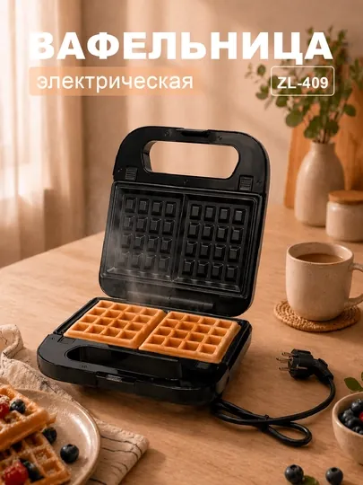 Электрическая вафельница и сэндвичница 3 в 1, двусторонний нагрев, 250 Вт