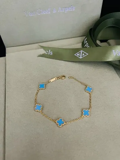 Браслеты для женщин и девушек Van Cleef, не меняет цвет и не темнеет — FSNLADY-2VANCLEEF-ГОЛУБ