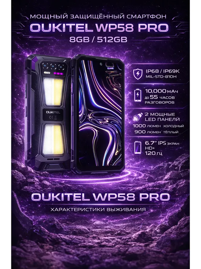 Защищенный смартфон WP58 Pro 8GB 512GB (черный)