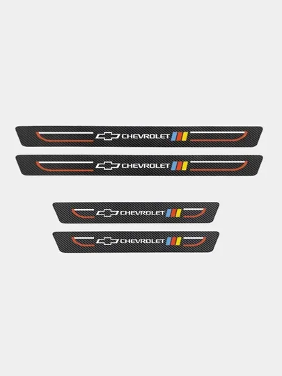 Накладки на пороги автомобиля, карбоновые, защитные наклейки Chevrolet — LIONI-CHEVROLET2-АЛЫЙ