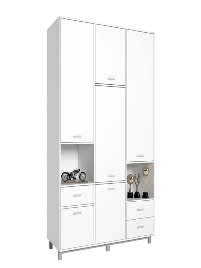Шкаф трехсекционный Polini kids Mirum 2330, белый-серый