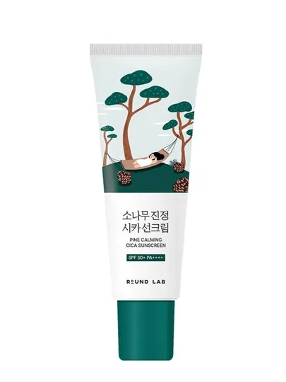 Спф крем для кожи с акне Round Lab Pine Calming Cica Sunscreen