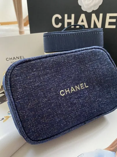 Косметичка женская Chanel, косметичка для макияжа, синяя