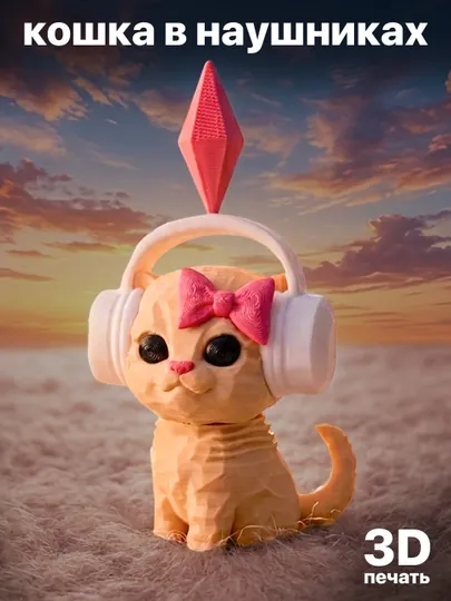 Фигурка “Кошка в наушниках” 3D-печать