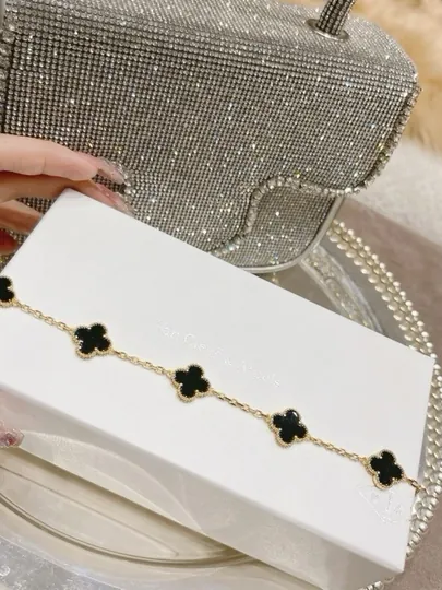 Браслеты для женщин и девочек Clover Van Cleef, не меняет цвет и не темнеет — FSNLADY-VANCLEF-ЧЕРН