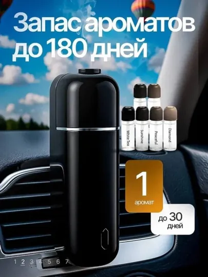 Автомобильный освежитель воздуха, электрический диффузор, с 6 ароматами, Ultrasonic