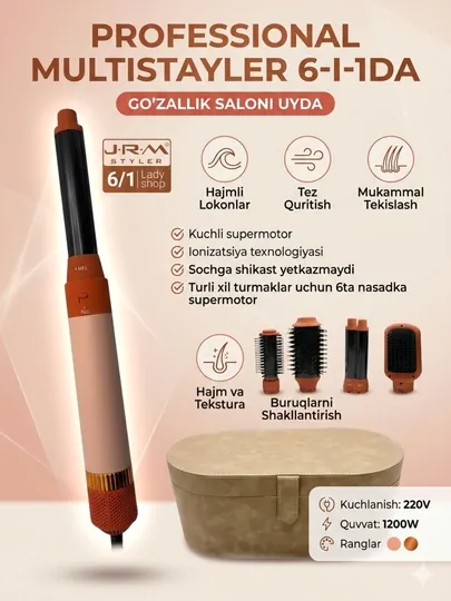 JRM jr003 1200W : 5 отдельных сопел, двунаправленный завиток и сильный воздушный поток