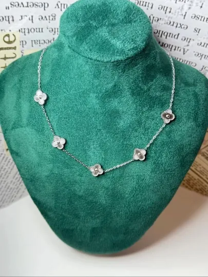 Кулон с сердцем, цепочка, бижутерия, Van Cleef, серебристый, аксессуары для девочек