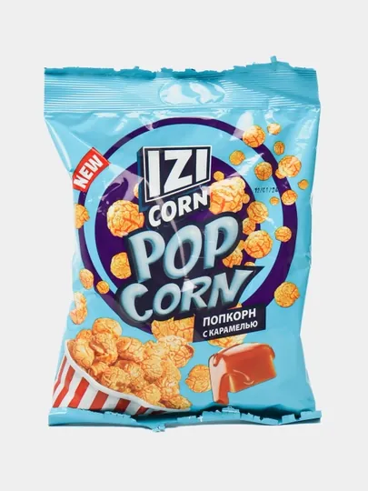 Попкорн сладкий ТМ IZI CORN со вкусом карамели, 80гр