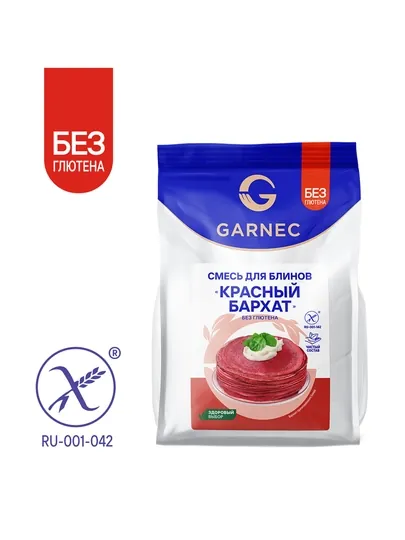 Смесь для выпечки блинов "Красный бархат" Garnec, без глютена, 300 гр — FITPAR-GRKRASBARH-КРАСН-300GR