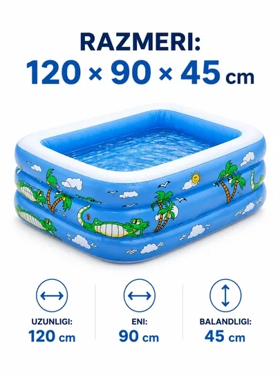 Детский бассейн надувной PVC 120x90x45 см летний водный бассейн