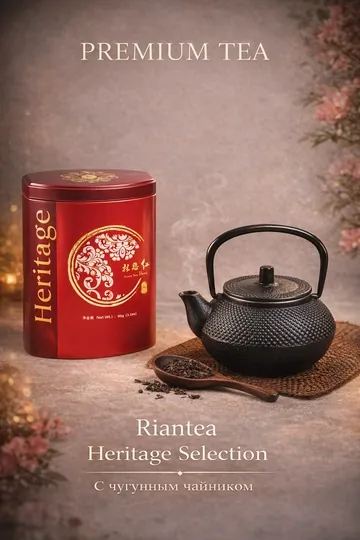 Набор чая Riantea Heritage Selection с чугунным чайником (88 г + 300 мл)