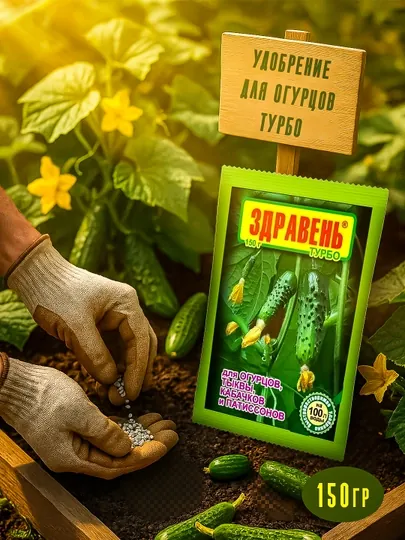 Минеральное удобрение Здравень для огурцов, тыквы, кабачков и патиссонов, пакет 150 г
