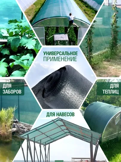 Садовая затеняющая сетка 75% с крепёжными клипсами в подарок, для теплиц и забора