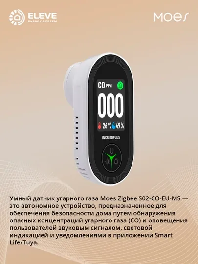 Умный датчик CO Moes Zigbee