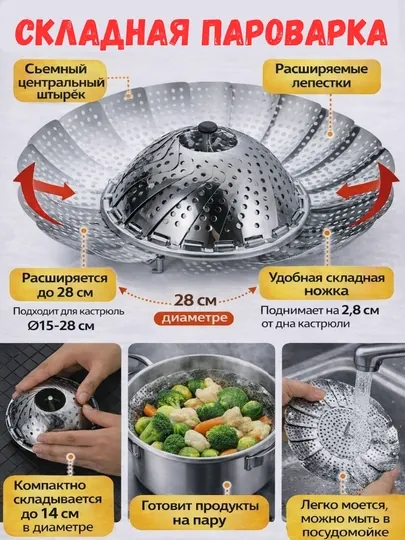 Подставка для варки на пару, пароварка для кастрюли