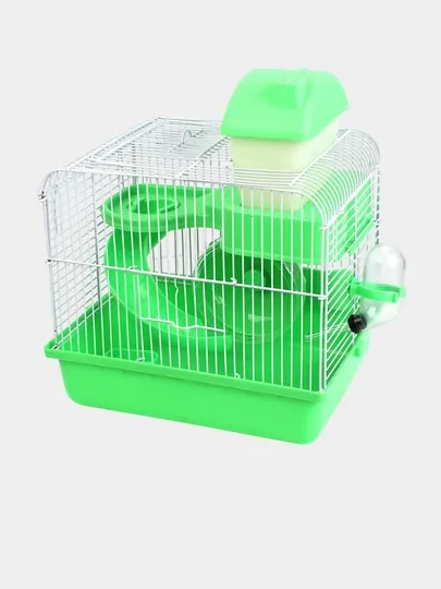 Удобная двухэтажная клетка для хомяков (грызунов) — ZOOPAWS-HAMSTER2-ЛАЙМ-Hamst30
