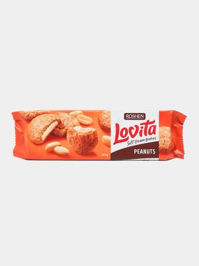 Сдобное печенье Roshen Lovita Soft Cream Cookies Peanut с арахисом, 127 г