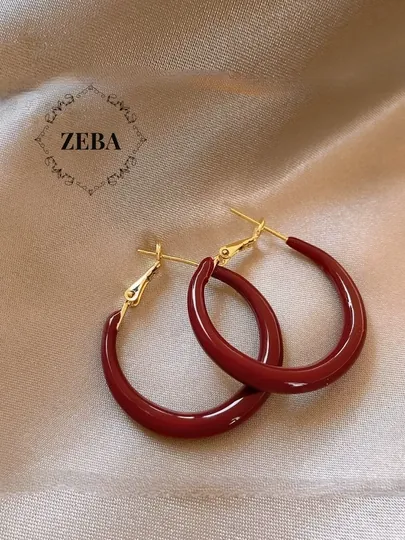 Серьги кольца, круглые, конго серебрянного, золотого, красного цветов — ZEBA-ZIRXALQ-СЕРЫЙ