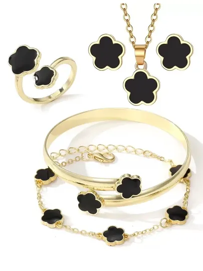 Женский комплект украшений VAN CLEEF, набор бижутерий — БРЕНД1-KOMPLEKT-ЧЕРН
