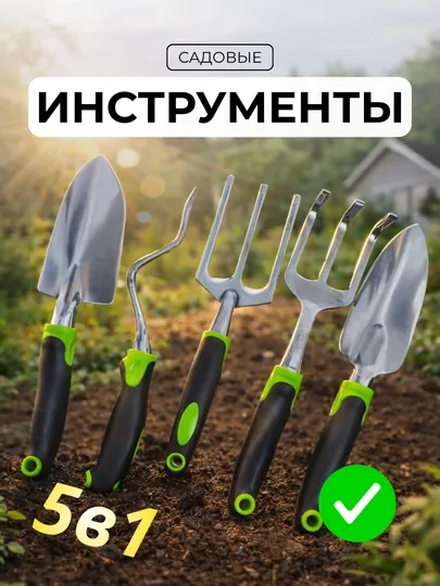 Набор садовых инструментов, сверхпрочный садовый набор из 5 предметов