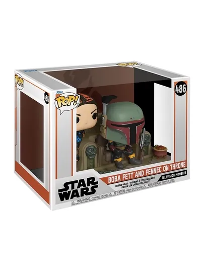 Funko Pop! Момент из «Звездных войн»: Мандалорец — Боба Фетт и Фенек на троне