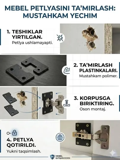 Ремкомплект для мебельных петель (пластина), износостойкий полимер