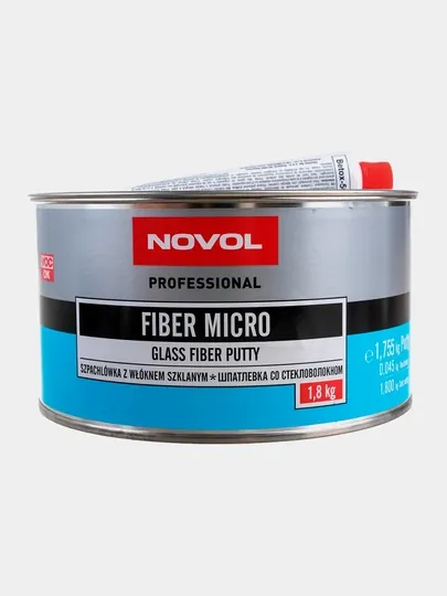 Шпатлевка Novol FIBER MICRO, со стекловолокном 1,8 кг + 50 г отвердитель Betox-50pc
