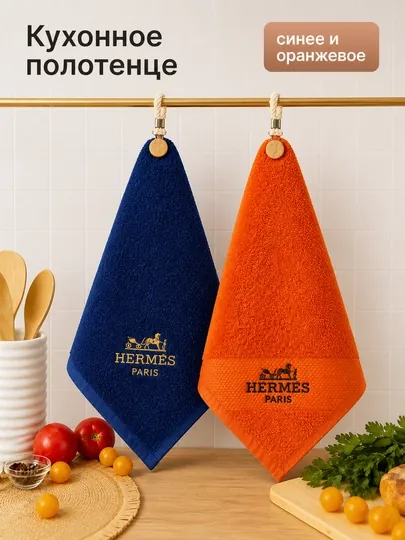 Кухонное полотенце Hermes Paris мягкое с петлёй