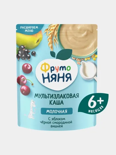 Каша детская ФрутоНяня мультизлаковая молочная с яблоком черной смородиной и вишней 200 г