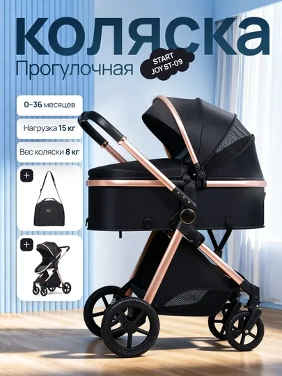 Детская коляска с большой корзиной, перекидной ручкой, лёгкая и складная 0–3 года