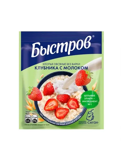 Каша овсяная Быстров Клубника с молоком, 40 г