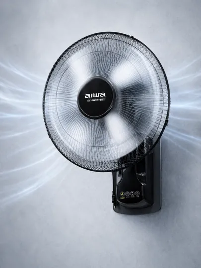 Настенный вентилятор AIWA 1609R с пультом, 40 см, черный/белый