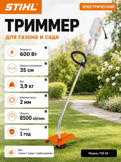 Триммер, электрический, для сада, STIHL, FSE 60, AutoCut C5 2