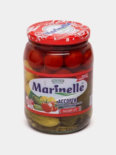 Маринованные томаты, корнишоны, перец болгарский, высший сорт