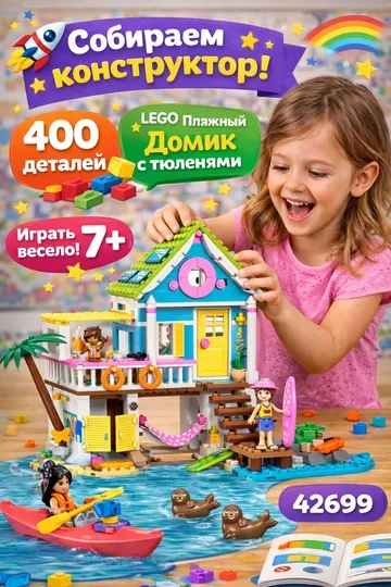 Конструктор LEGO Friends Пляжный домик с тюленями 42699