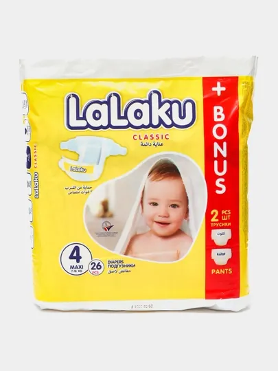 Подгузники LALAKU GIGA мини 4, 7 кг – 18 кг, 26 — LALAKU-P0E9E1A