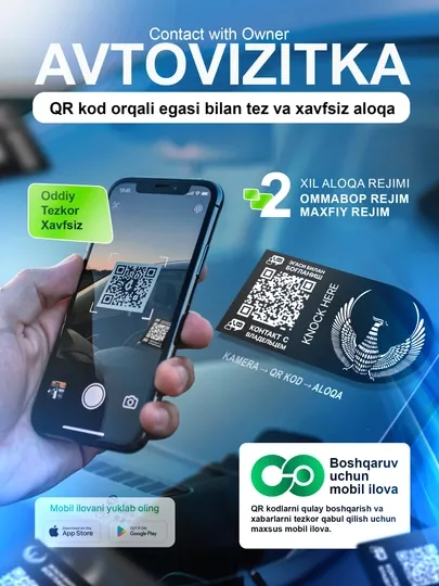 QR-стикер и мобильное приложение для быстрой связи с владельцем автомобиля (дизай Magicar)