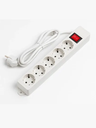 Удленитель электрический, сетевой фильтр, с USB, 6, 3 розеток с включателем — PERHOME-UDLENITELI-РАЗНОЦВ-3m