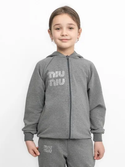 Тонкая легкая спортивная ветровка с капюшоном, 7-15 лет, MIU MIU