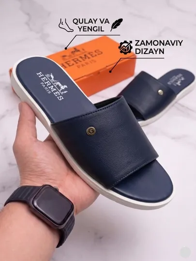 Мужские шлепанцы hermes, 39-44 — KROS999-MARIN11-ТЕМНСИН-39