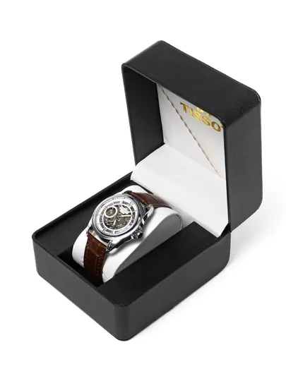 Мужские часы TISSOT 1853 Automatic, дизайн, в подарочной коробке — ALLBUY7-SOAT-КОРИЧН